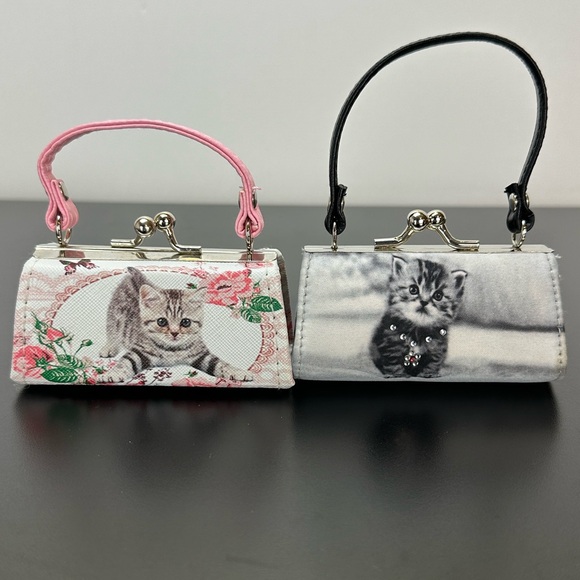 Mini Purse Lipstick Purse Cat Design Kiss Lock Closure - Picture 11 of 11